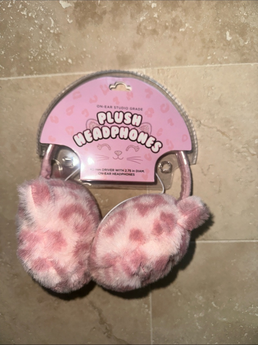 Plush Pink Kids Headphones - Cute On-Ear Fur Headphones